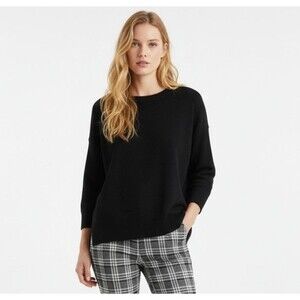 Vintage John Patrick Geoda Design Tunic Sweater Women M/L Black Italian Yarn USA